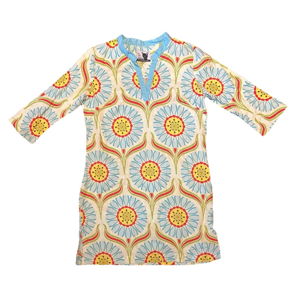 The Cats‎ Pajamas Nightshirt Gown Kaftan Womens Small Cotton Floral